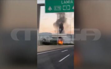 Εθνική Οδός Αθηνών Λαμίας: Φωτιά σε φορτηγό – MEGA ντοκουμέντο