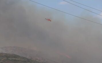 Μεγάλη φωτιά στο Σπαθοβούνι Κορινθίας – Μήνυμα 112 στους κατοίκους