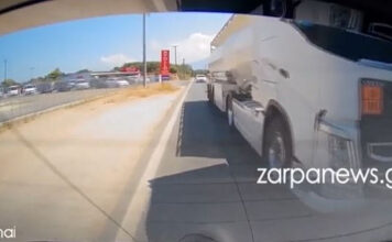 Κρήτη: Η στιγμή που οδηγός βυτιοφόρου κάνει προσπέραση σε δρόμο με διπλή γραμμή