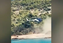 Σπέτσες: Προσγείωση ιδιωτικού ελικοπτέρου σε πολυσύχναστη παραλία
