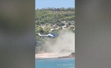 Ελικόπτερο προσγειώνεται σε παραλία στις Σπέτσες – Βίντεο ντοκουμέντο