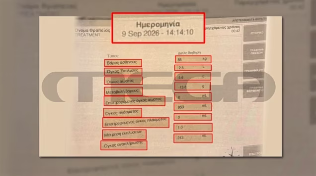 Γιώργος Μαζωνάκης: Αφαιρέθηκε περισσότερο πλάσμα & αίμα κατά την πλασμαφαίρεση από αυτό που αναπληρώθηκε – MEGA ντοκουμέντο